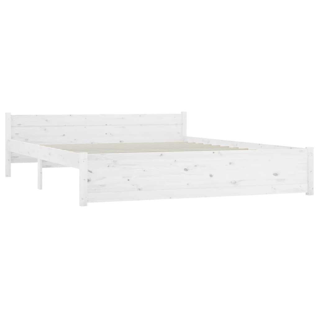 Elegant White Queen/King Single Solid Wood Bed Frame