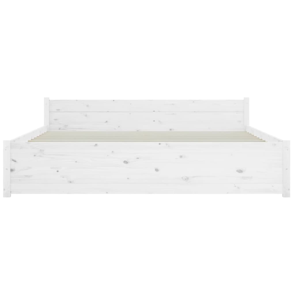 Elegant White Queen/King Single Solid Wood Bed Frame