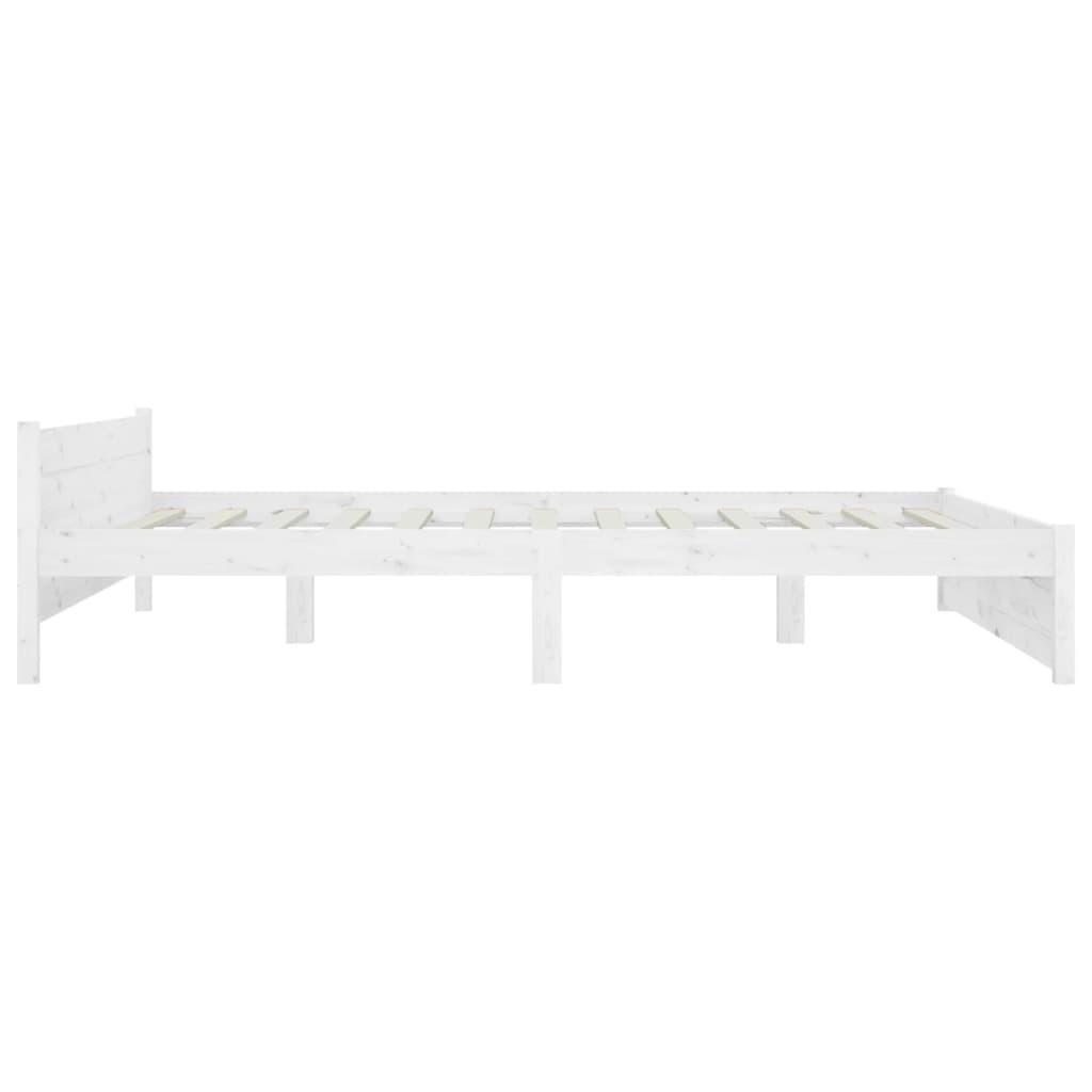 Elegant White Queen/King Single Solid Wood Bed Frame