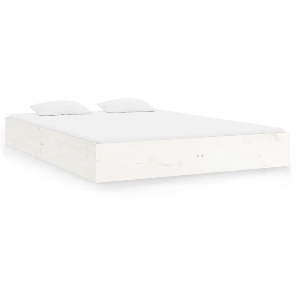 Elegant White Queen/King Single Solid Wood Bed Frame