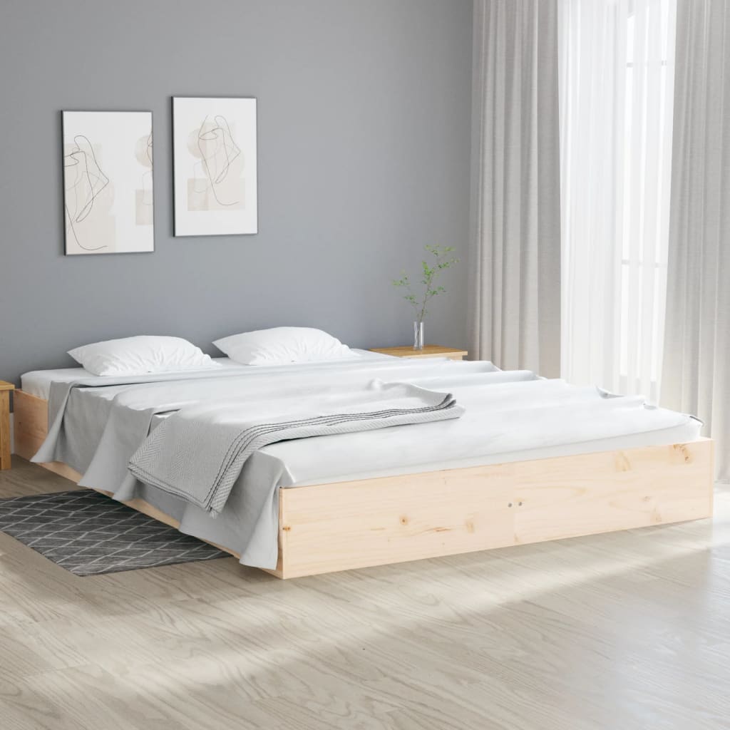 Elegant White Queen/King Single Solid Wood Bed Frame