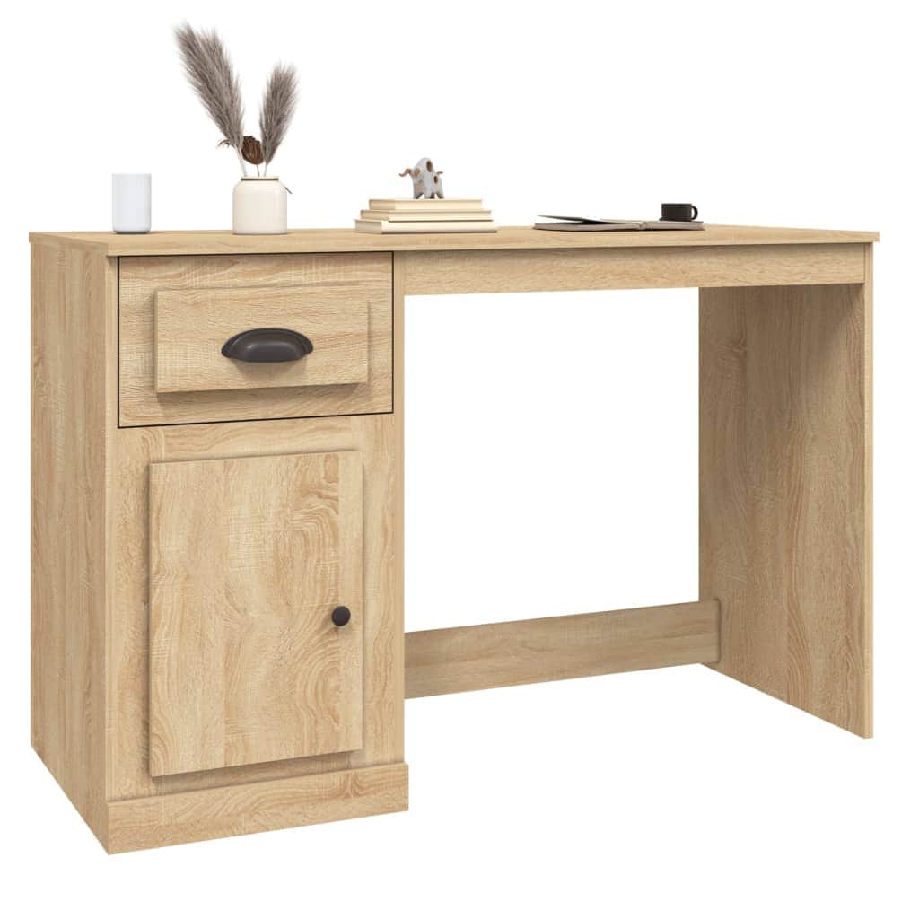 Elegant White Study Desk with Integrated Storage