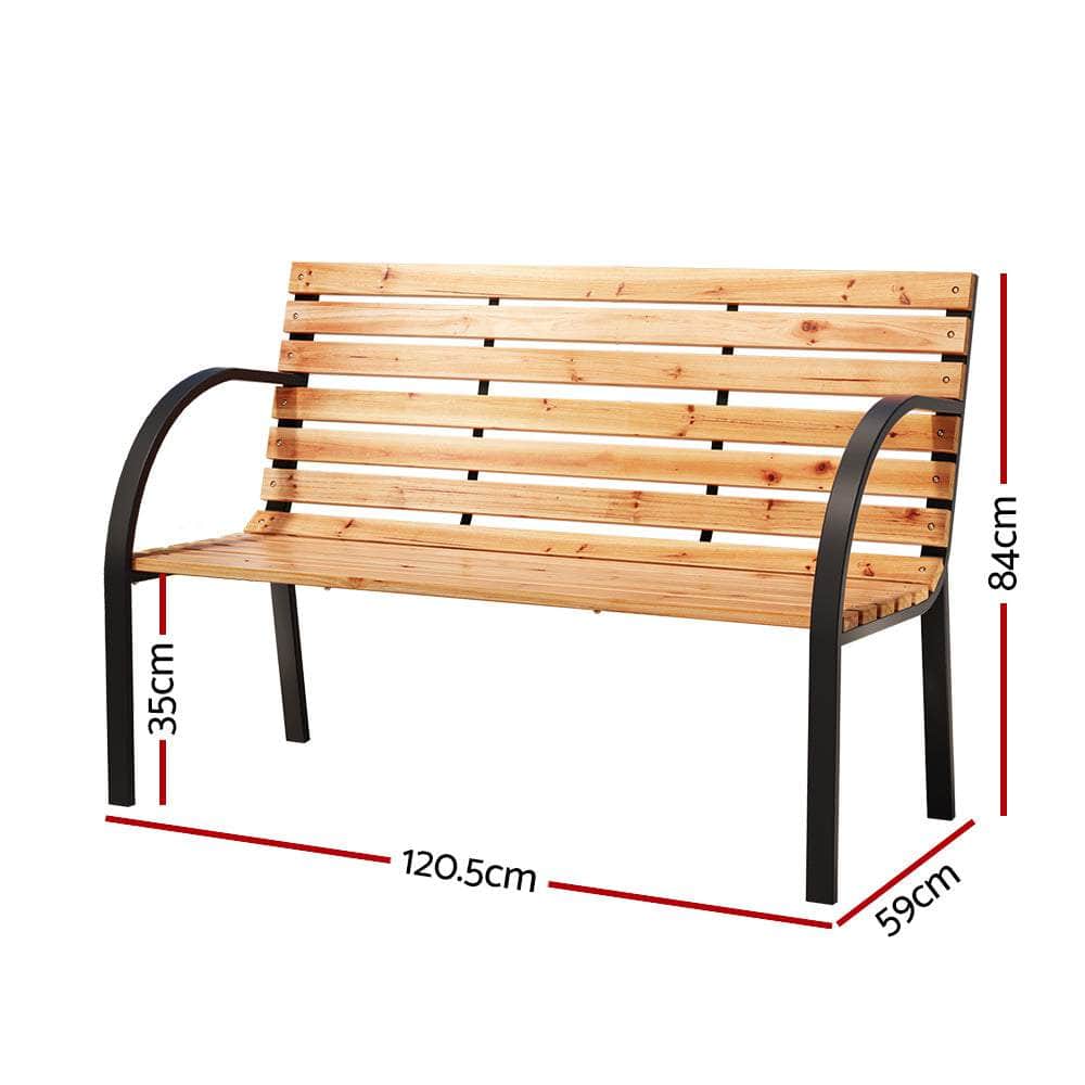 Wooden finish - Elegant Wooden Steel Garden Bench
