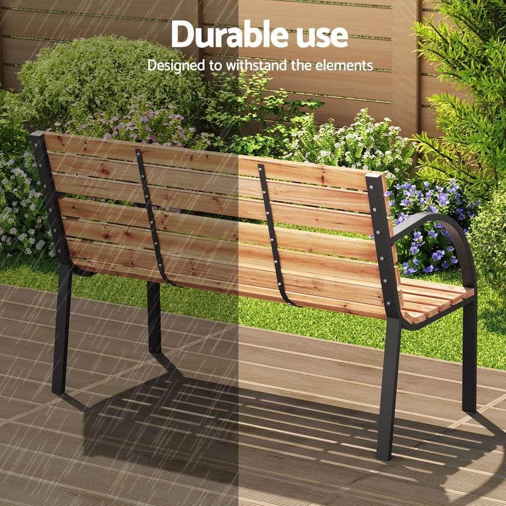 Elegant Wooden Steel Garden Bench, Outdoor Chairs