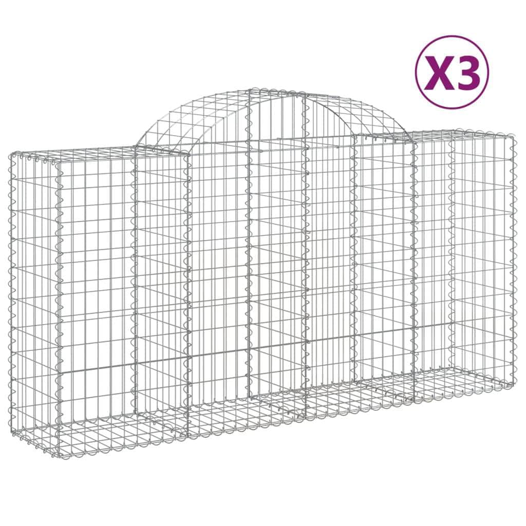 Elevate Your Landscape: Trio of Galvanized Iron Arched Gabion Baskets