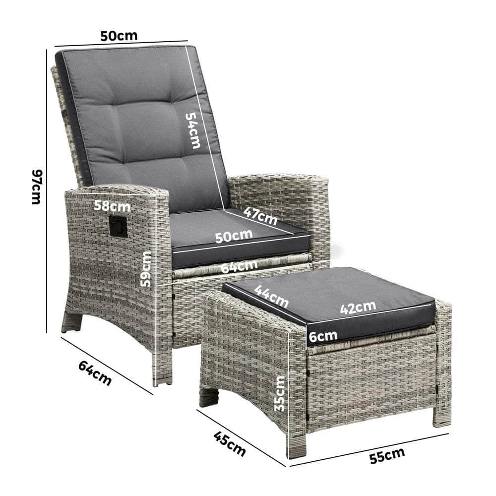 Elevate Your Outdoor Experience with Luxurious Wicker Sun Lounge Sofas-Black\Grey
