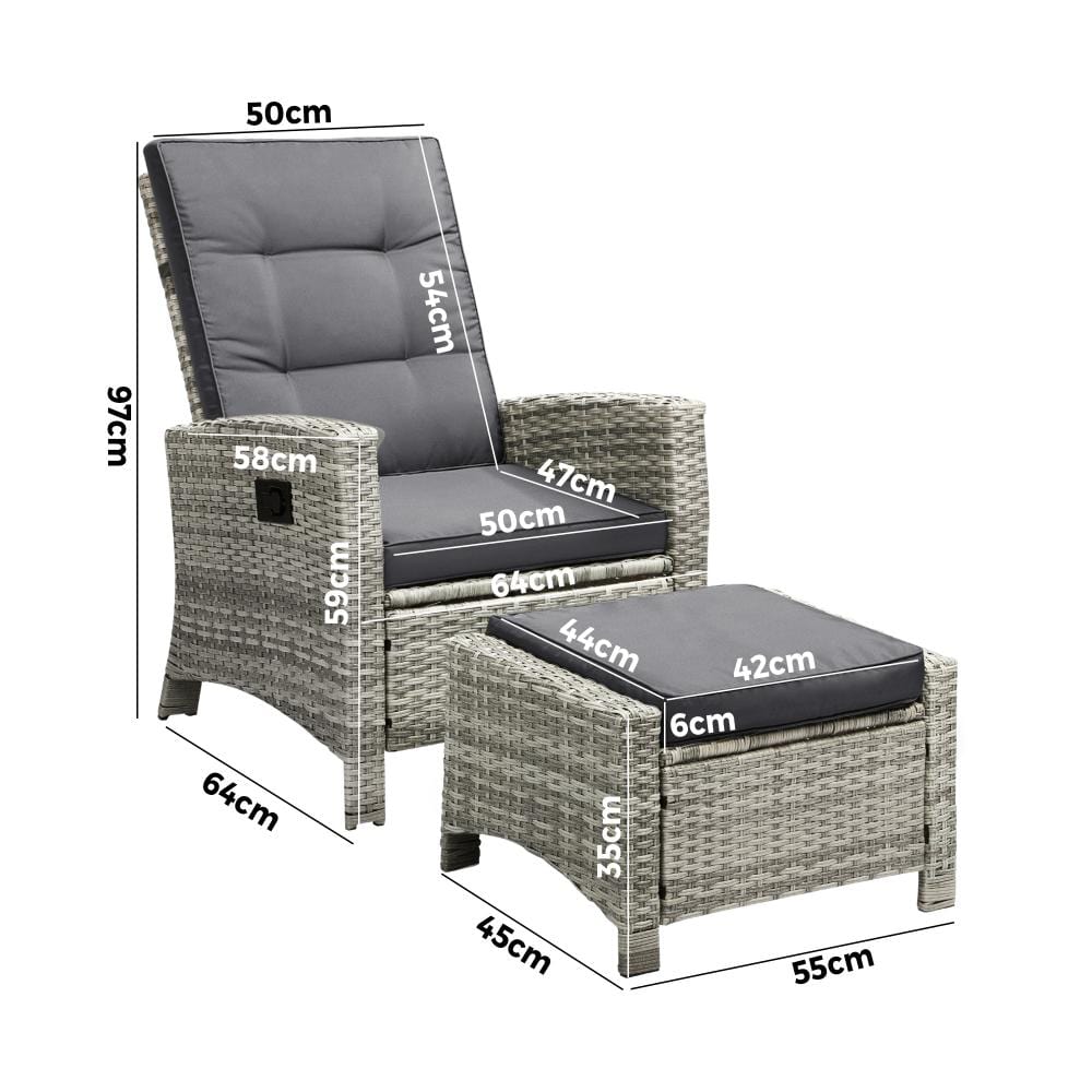 Elevate Your Outdoor Experience with Luxurious Wicker Sun Lounge Sofas-Black\Grey