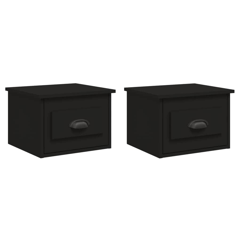 Elevated Dreamscape: Set of 2 Wall-mounted White Bedside Cabinets