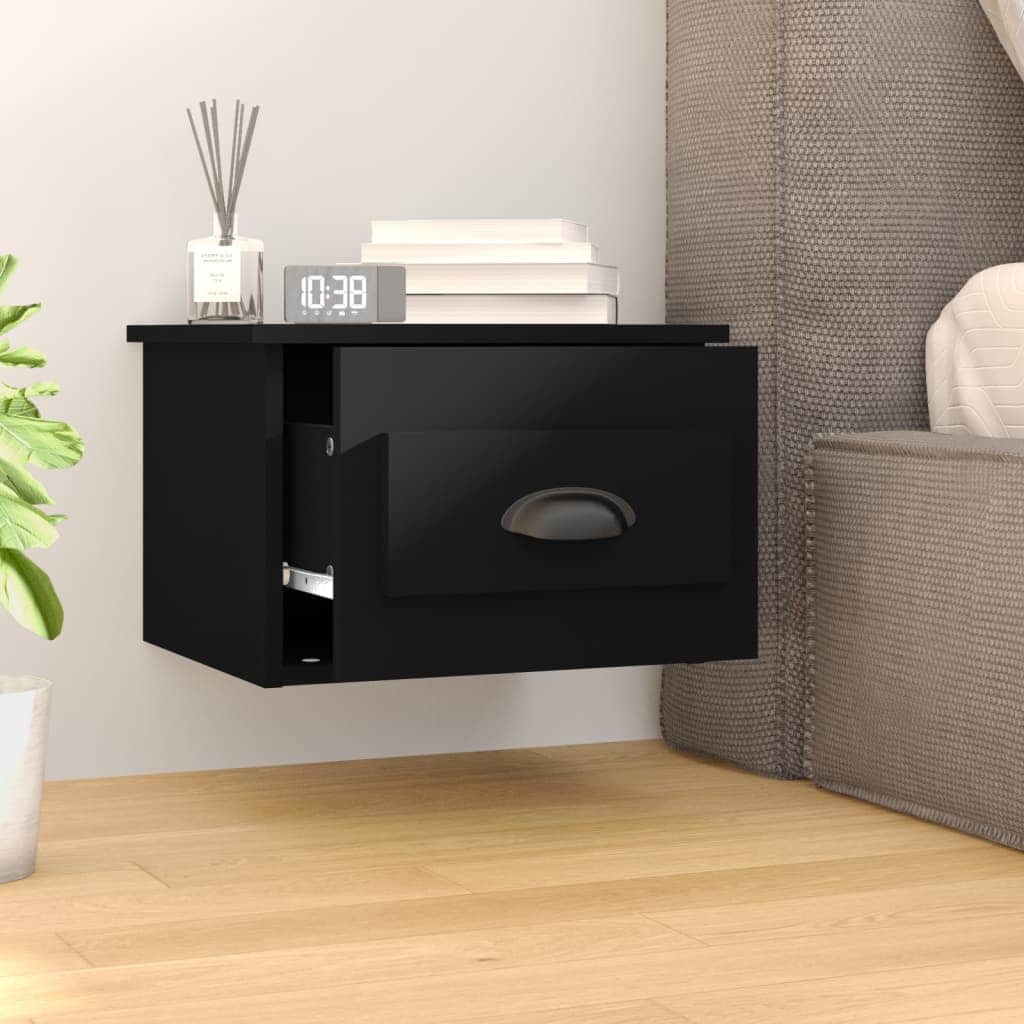 Elevated Dreamscape: Set of 2 Wall-mounted White Bedside Cabinets