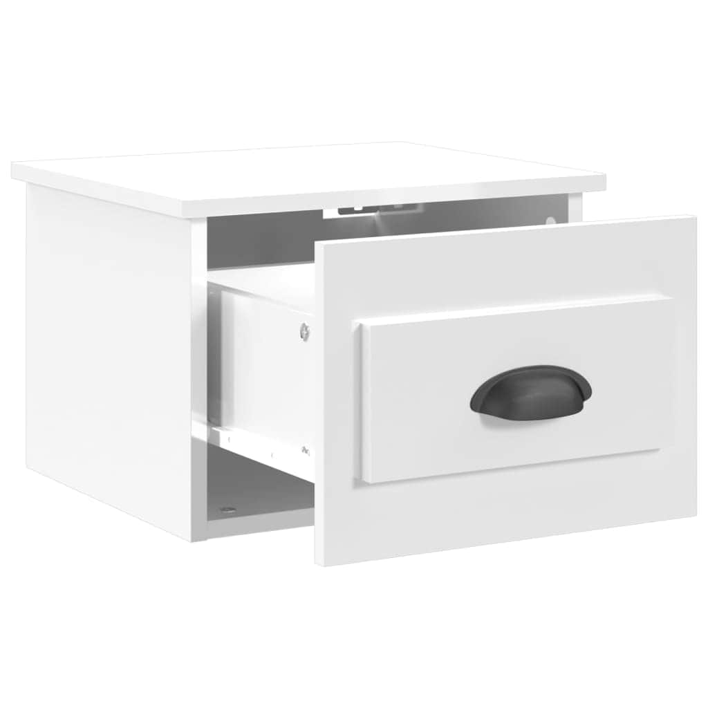 Elevated Dreamscape: Set of 2 Wall-mounted White Bedside Cabinets