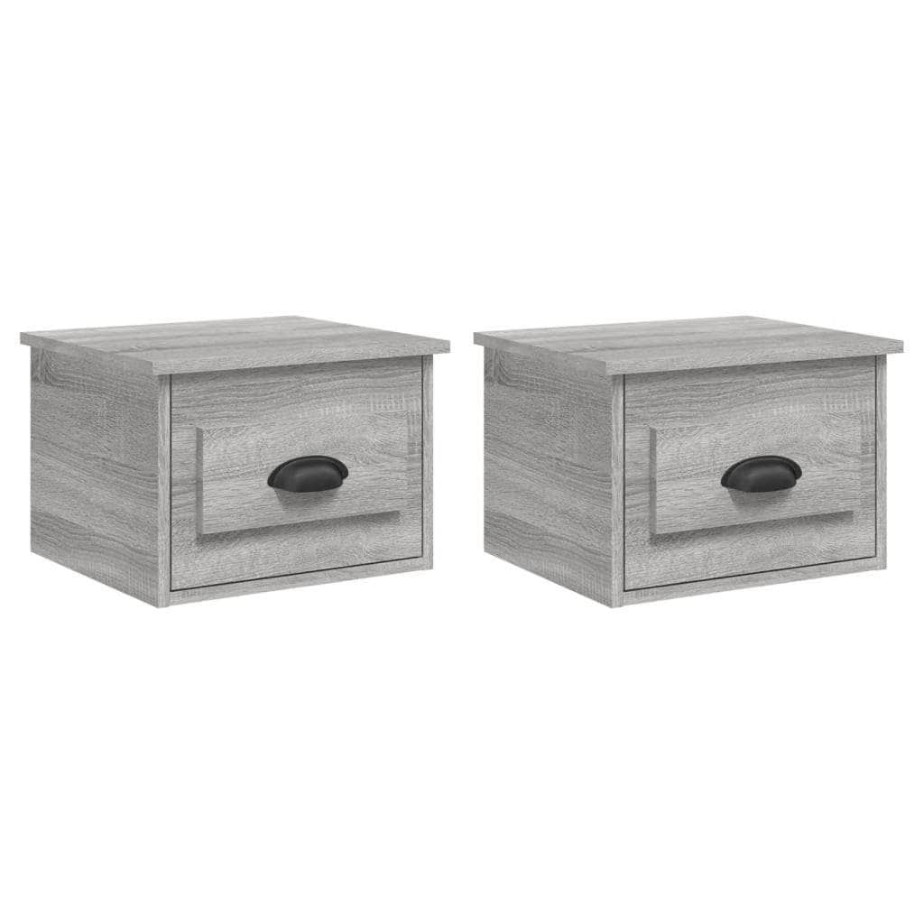 Elevated Dreamscape: Set of 2 Wall-mounted White Bedside Cabinets