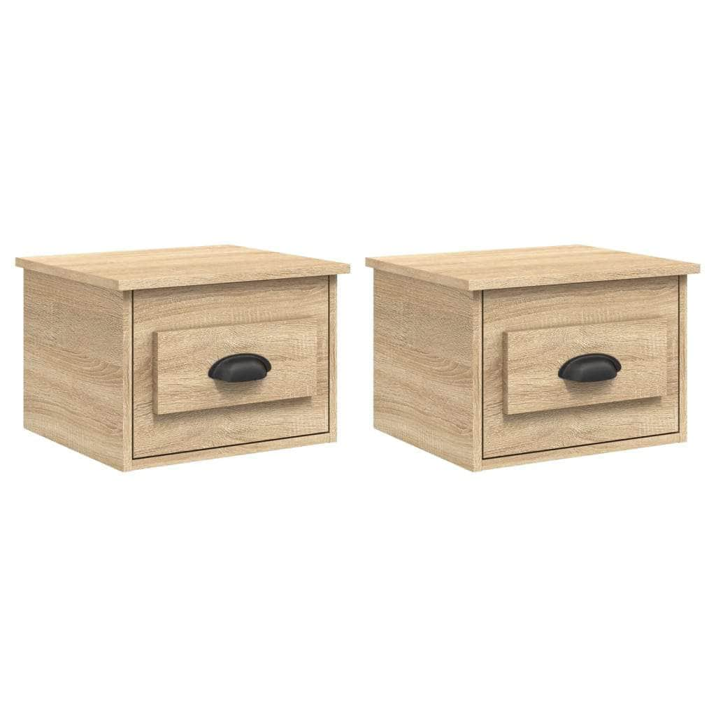 Elevated Dreamscape: Set of 2 Wall-mounted White Bedside Cabinets