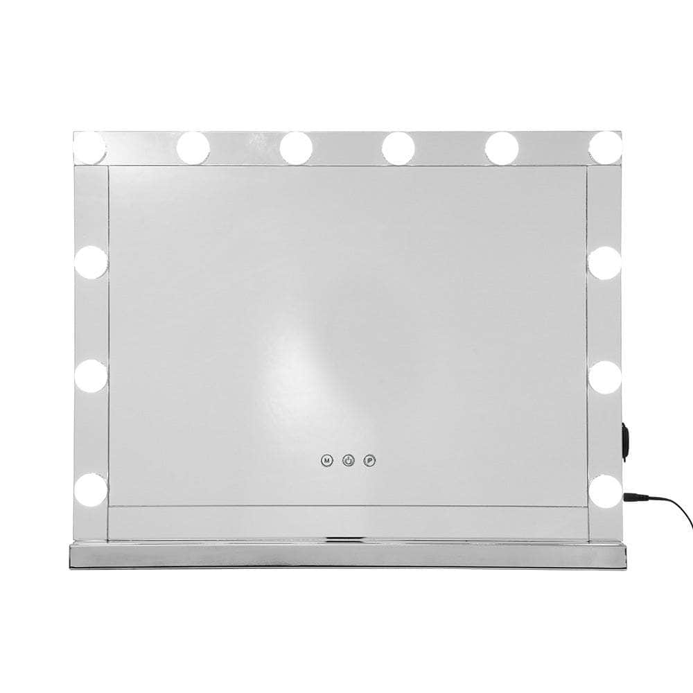 Embellir Hollywood Makeup Mirror With Light 12 LED Bulbs Vanity Lighted Silver 58cm x 46cm