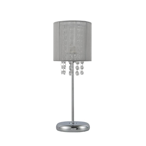 Emilia Table Lamp With Acrylic Drops - Grey Shade