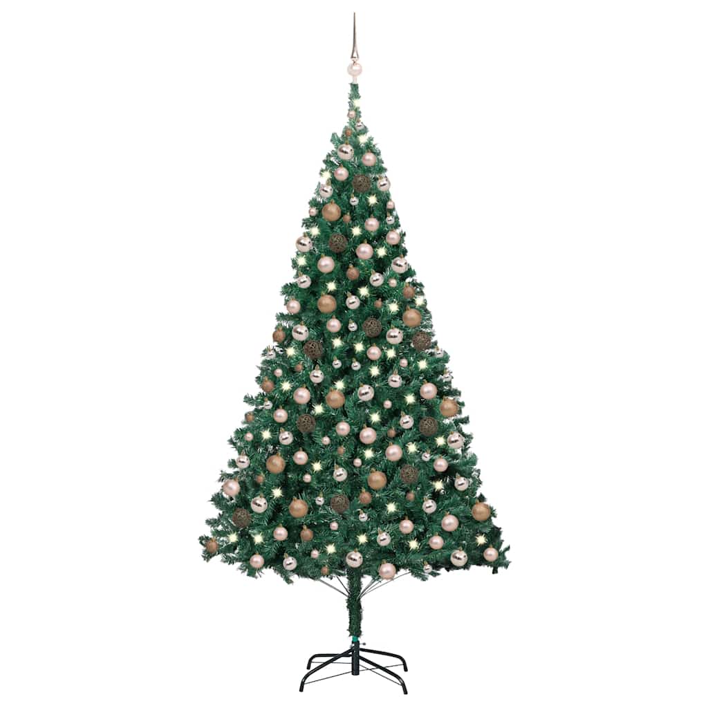 Enchanted Evergreen: LED-Lit Artificial Christmas Tree with Ornament Set