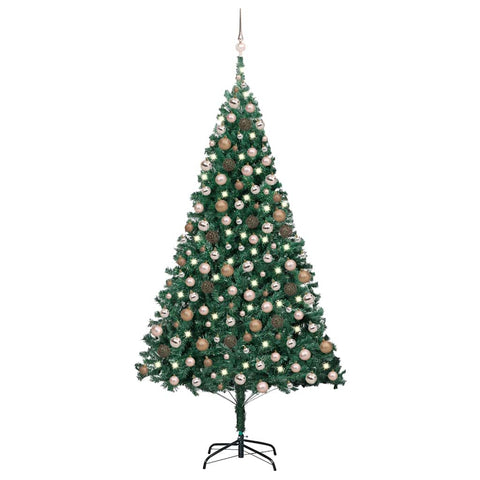 Enchanted Evergreen: LED-Lit Artificial Christmas Tree with Ornament Set