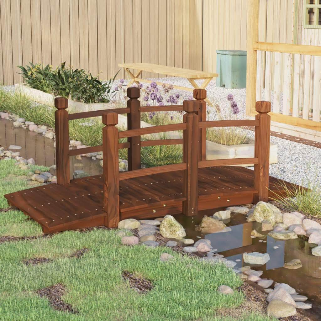 Enchanted Pathway: Solid Wood Spruce Garden Bridge with Railings on ...