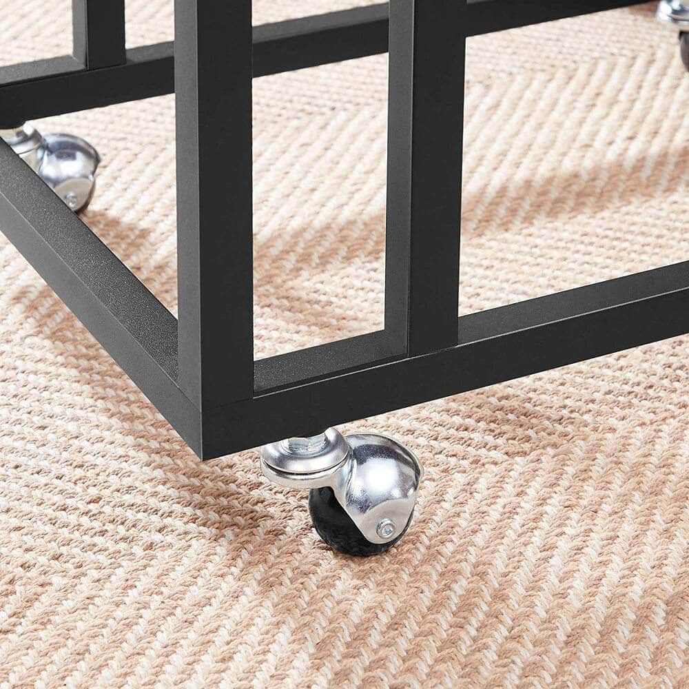 End Table Side Table Coffee Table With Steel Frame And Castors Rustic Brown And Black