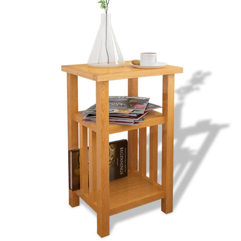 End Table with Magazine Shelf  Solid Oak Wood