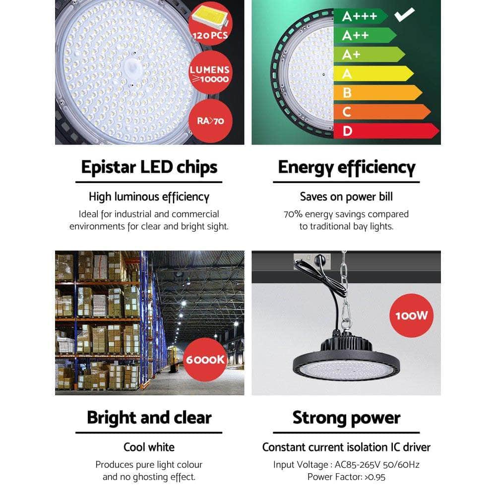Energy-saving LED High Bay Lights 100W Industrial Workshop Warehouse Gym