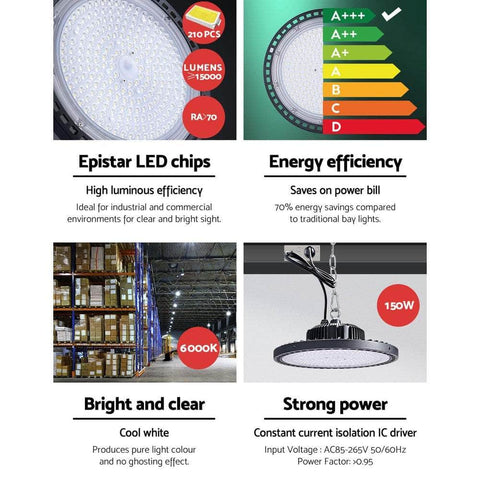 Energy-saving LED High Bay Lights 150W Industrial Workshop Warehouse Gym