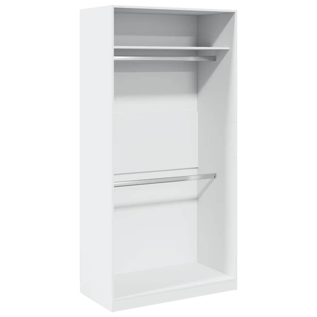 Engineered Wood Wardrobe Cabinet Freestanding Clothes Closet with Hanging Rail