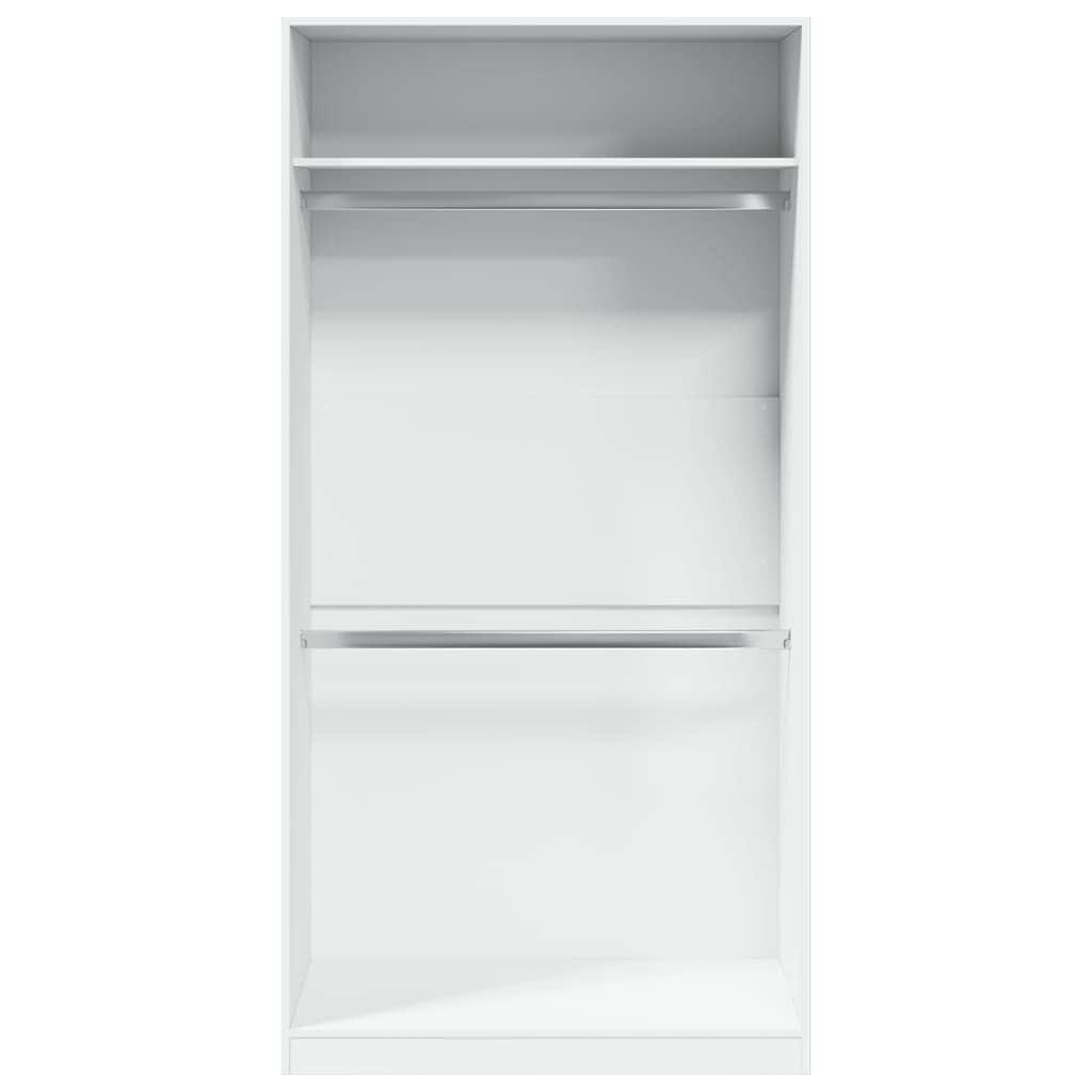 Engineered Wood Wardrobe Cabinet Freestanding Clothes Closet with Hanging Rail