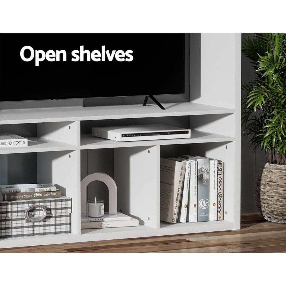 Entertainment Center Unit Tv Stand Cabinet Open Shelves 183Cm White