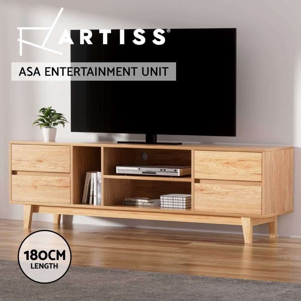 Entertainment Unit Stand Tv Cabinet Storage Drawer Shelf 180Cm Wooden