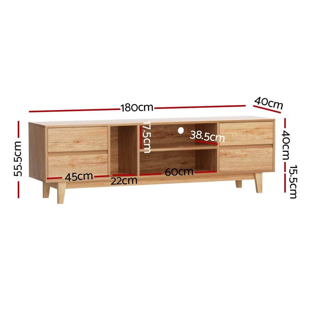 Entertainment Unit Stand Tv Cabinet Storage Drawer Shelf 180Cm Wooden
