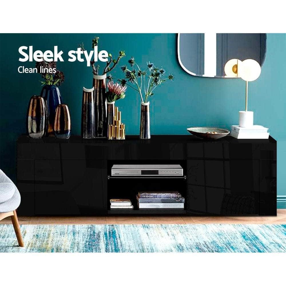Entertainment Unit TV Cabinet LED 130cm Black Angus