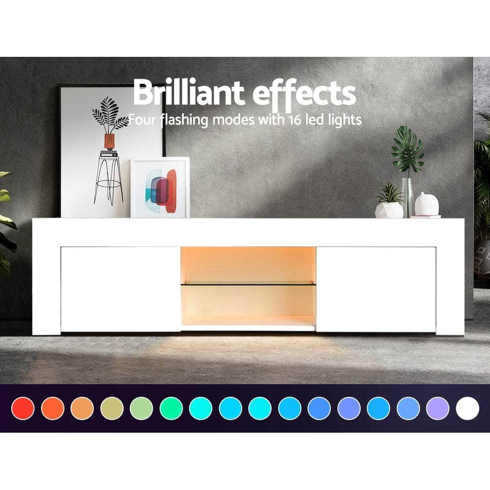 Entertainment Unit TV Cabinet LED 130cm White Angus