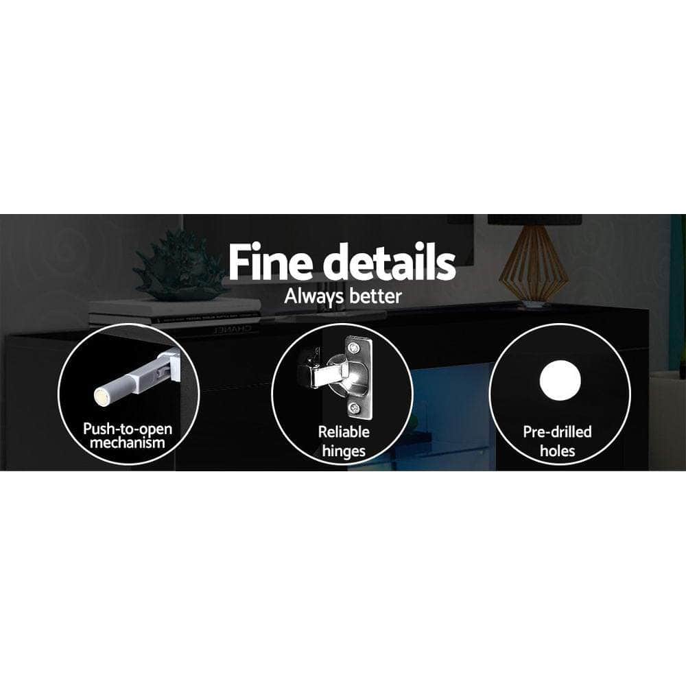 Entertainment Unit TV Cabinet LED 180cm Black Bobi