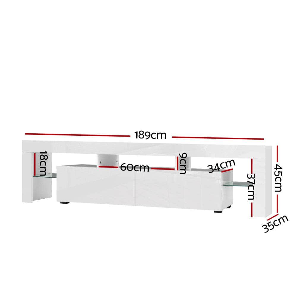 Entertainment Unit TV Cabinet LED 189cm White Elo
