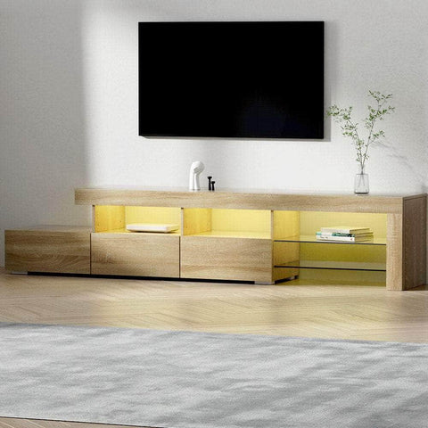 Entertainment Unit TV Cabinet LED 215cm Pine Caya