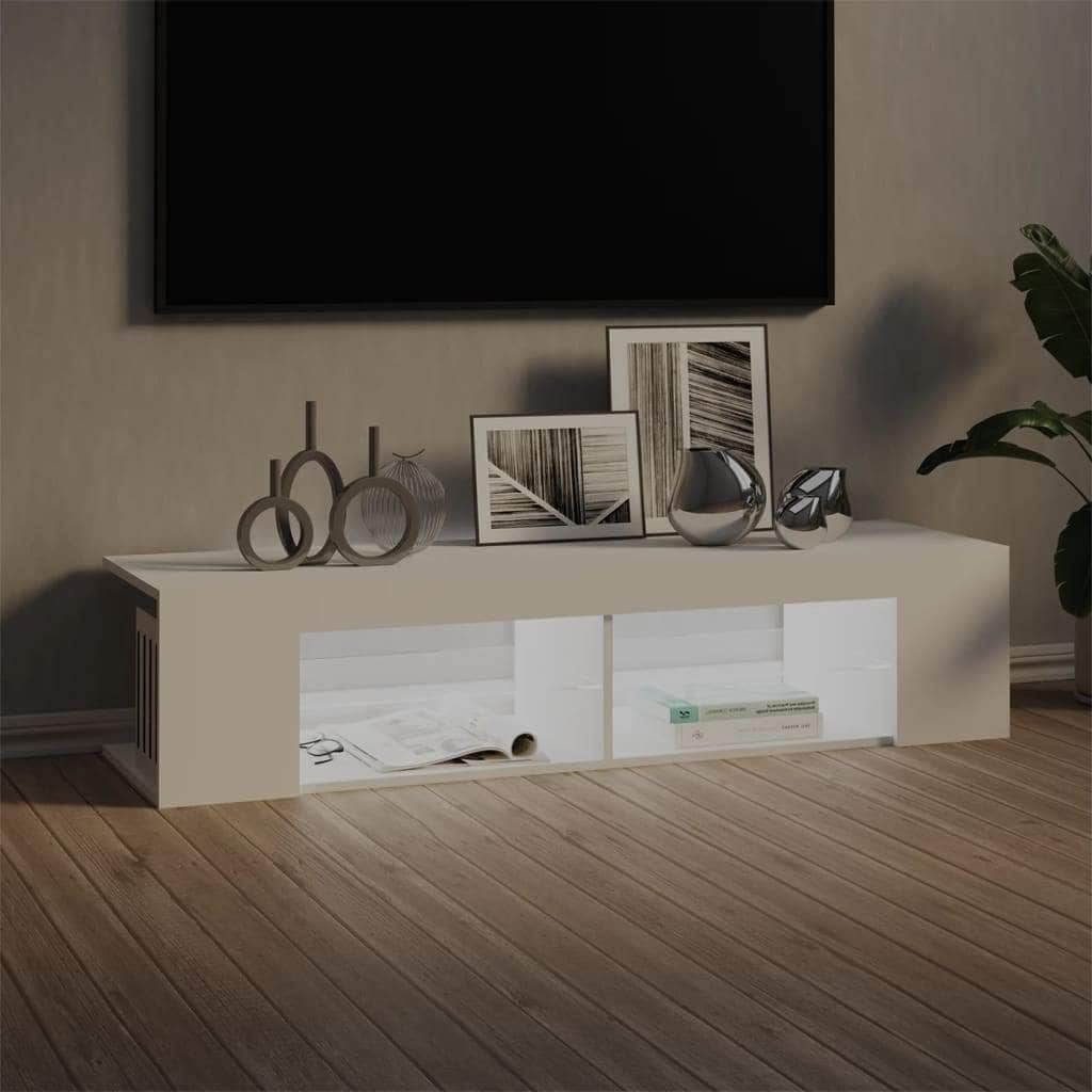 Entertainment Unit with LED Lights White
