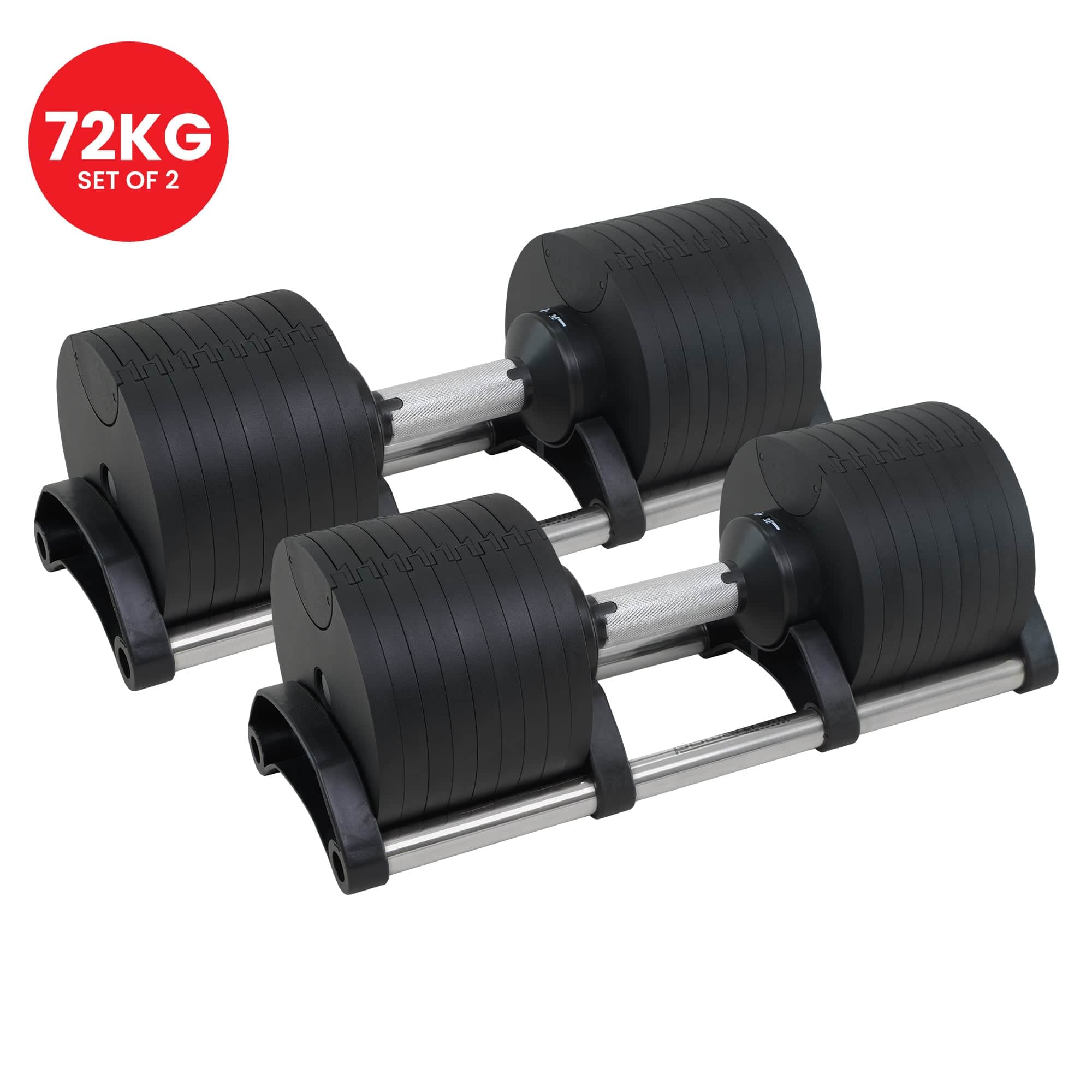 Eon 2x 36kg Adjustable Dial Dumbbells Home Gym Weight Set
