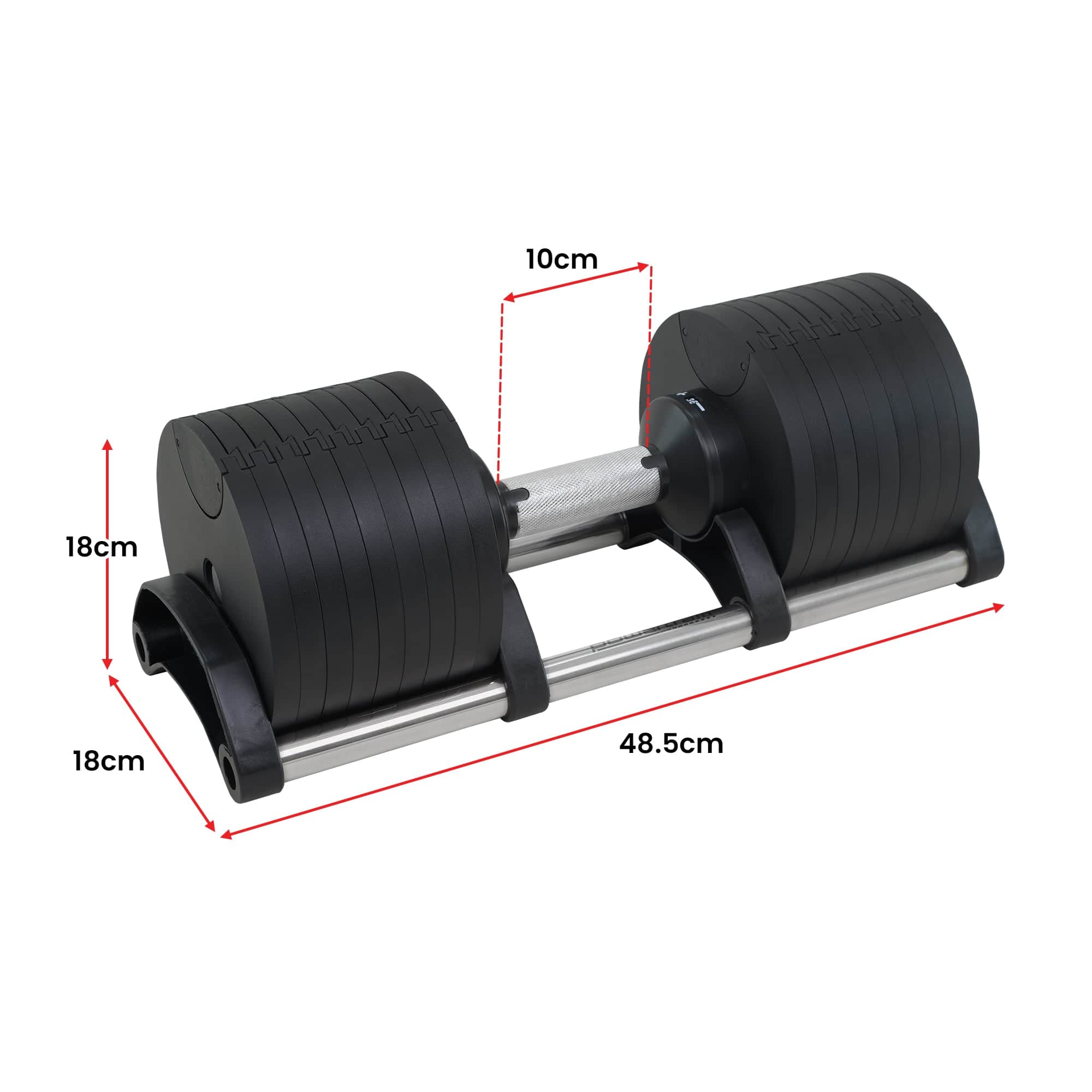 Eon 2x 36kg Adjustable Dial Dumbbells Home Gym Weight Set