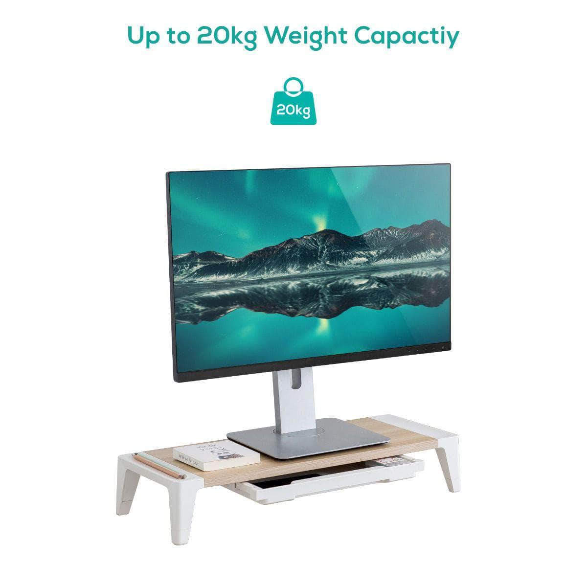 Ergolife Monitor Stand Riser With Storage Drawer
