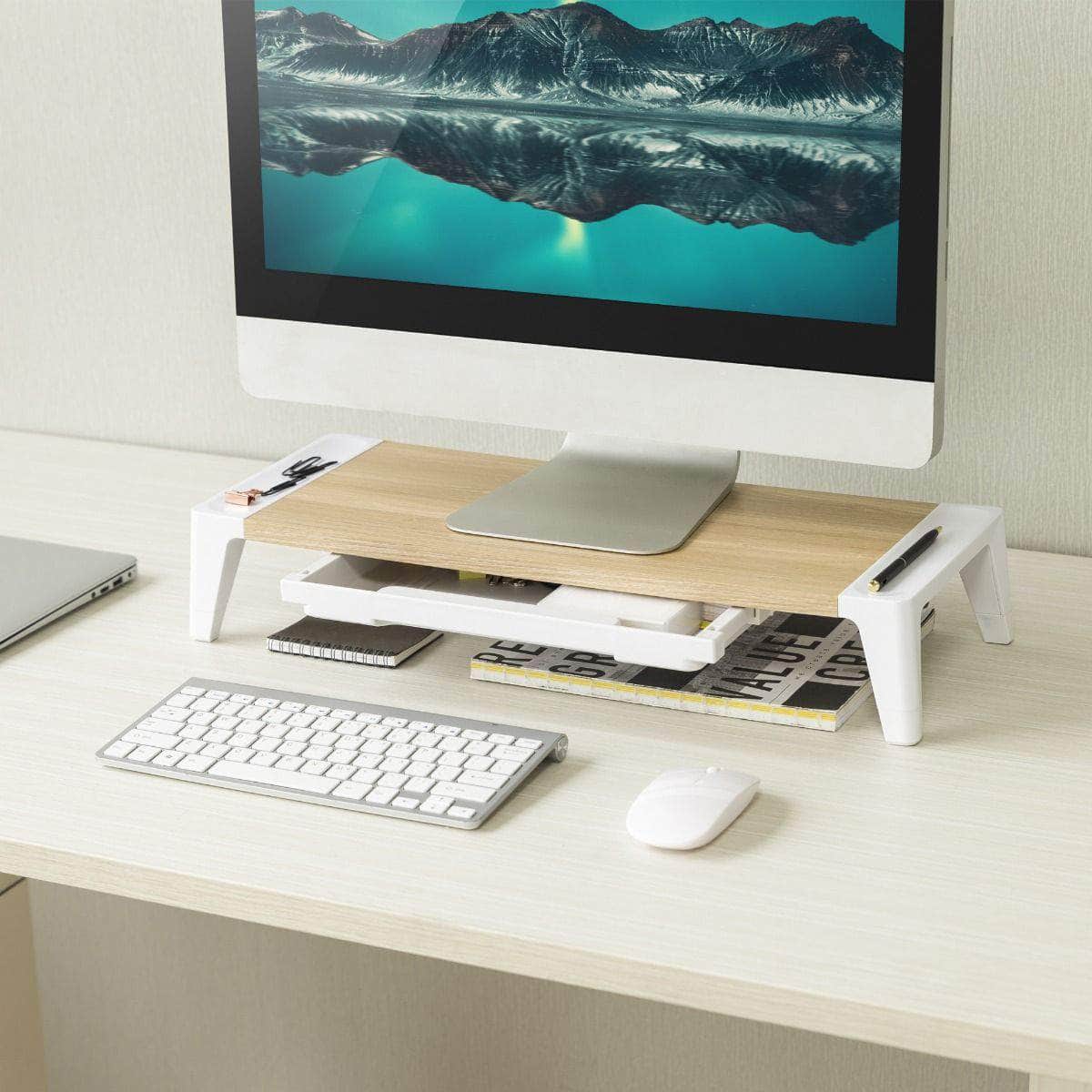 Ergolife Monitor Stand Riser With Storage Drawer