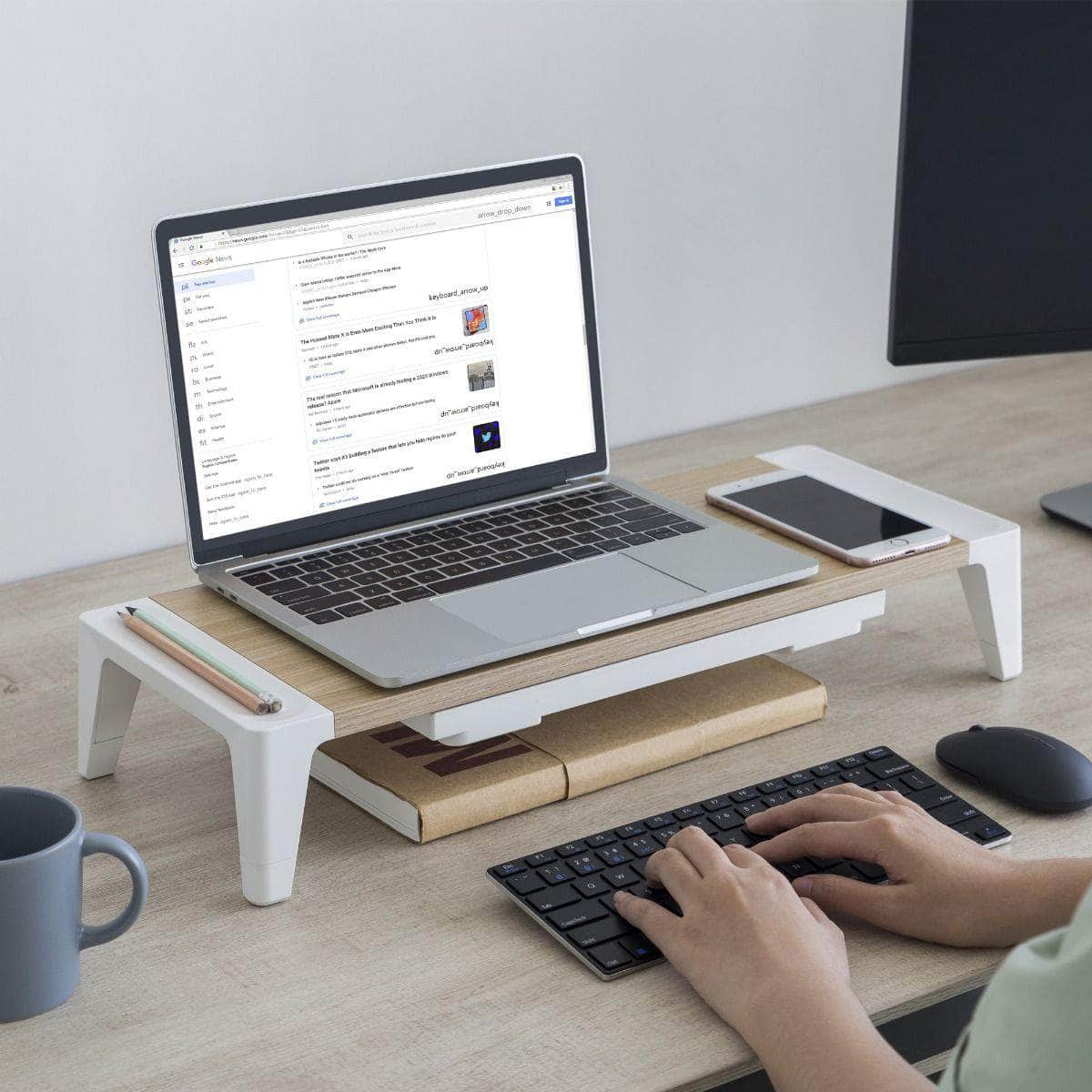 Ergolife Monitor Stand Riser With Storage Drawer