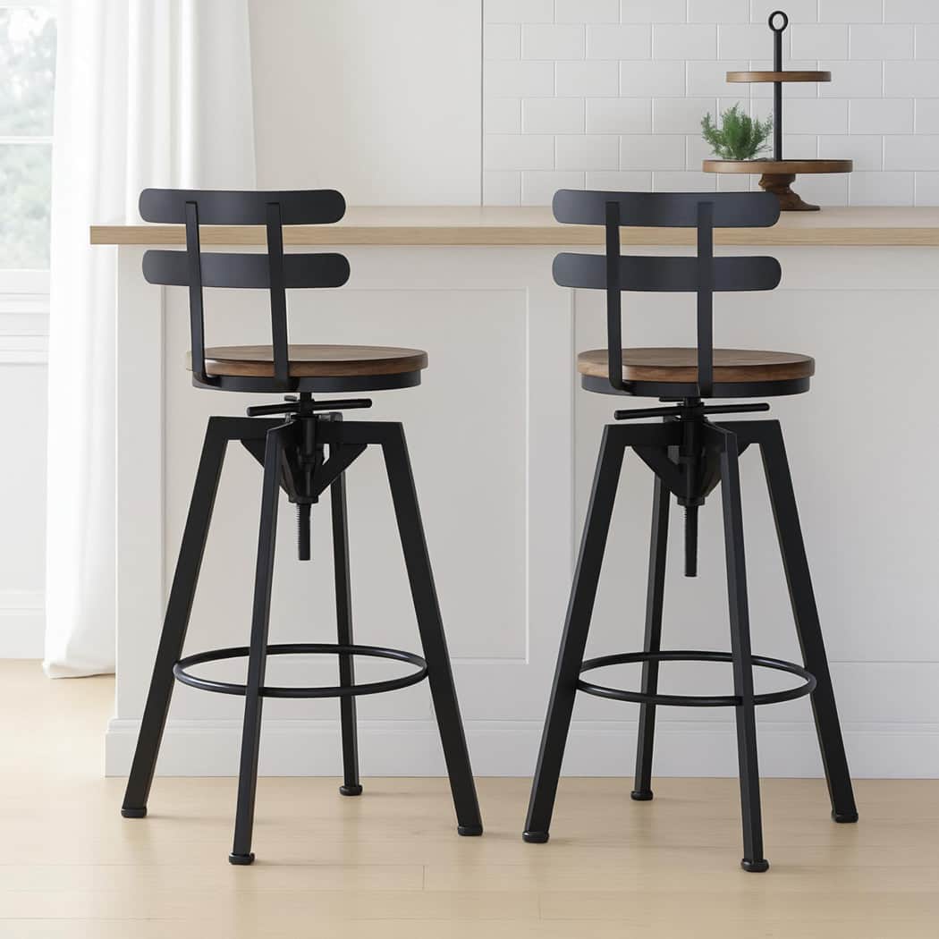 Ergonomic 2x Bar Stool Industrial Adjustable  High Back Support