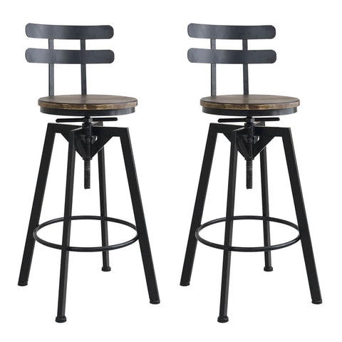 Ergonomic 2x Bar Stool Industrial Adjustable  High Back Support