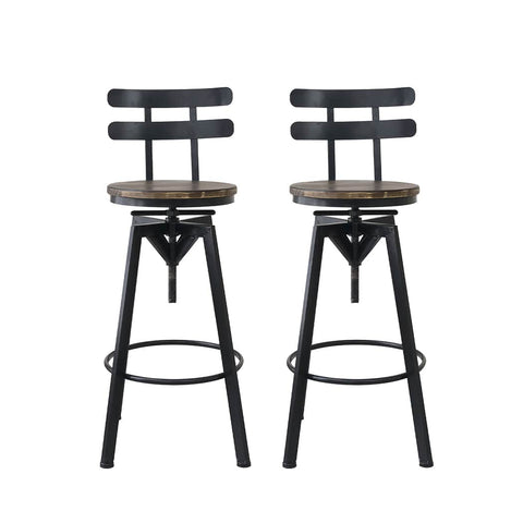 Ergonomic 2x Bar Stool Industrial Adjustable  High Back Support