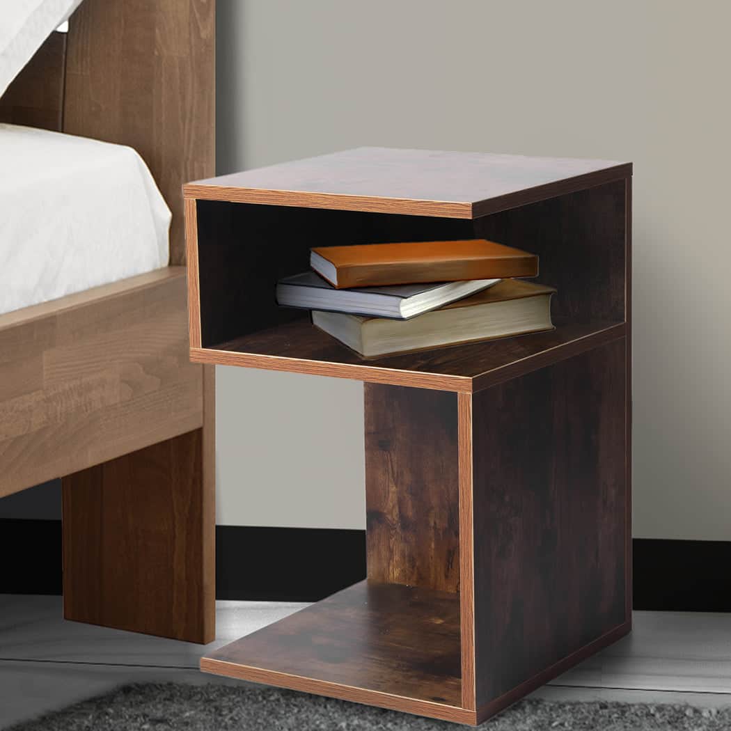 Ergonomic 2x Bedside Tables Wood Side End Oak  Space-Saving Design