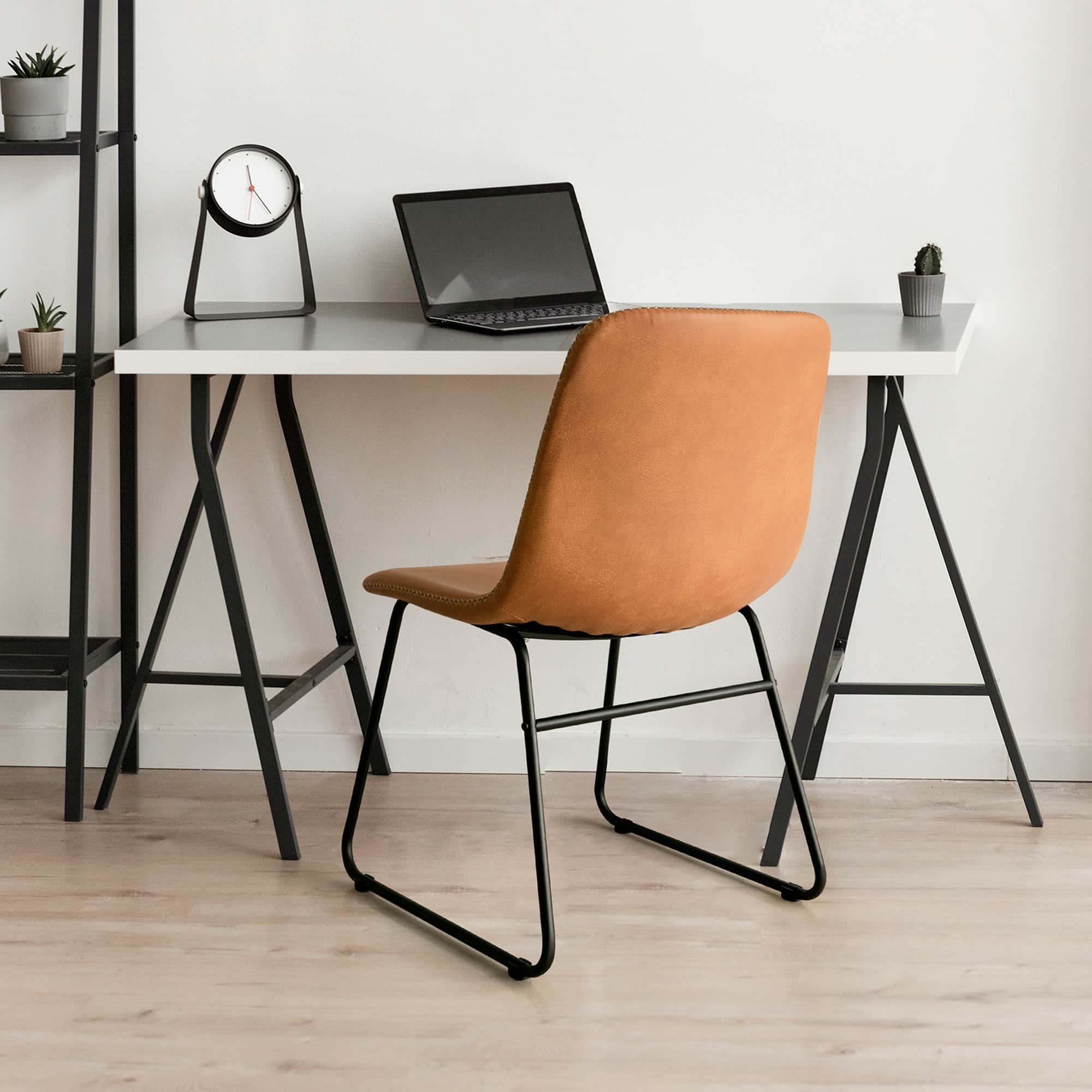 Ergonomic 2x Dining Chairs Kitchen Table Brown  Foldable Function