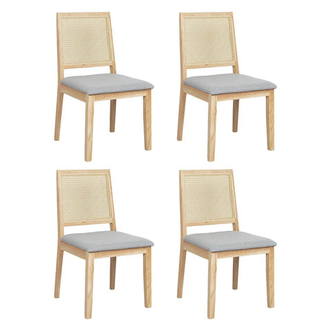 Ergonomic 4X Cane Dining Chair Rattan Armless Seat  Premium Quality