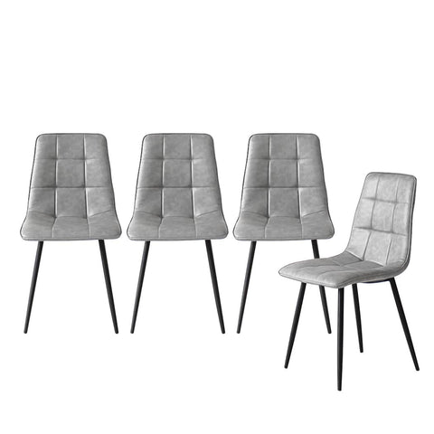 Ergonomic 4x Dining Chairs Kitchen Chair Grey Faux Leather  Easy