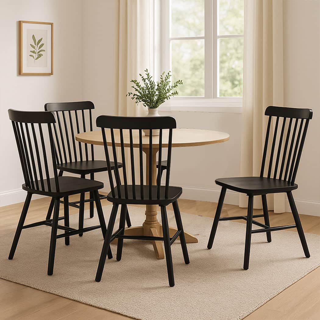 Ergonomic 4x Dining Chairs Kitchen Winsor Black  High Back Support