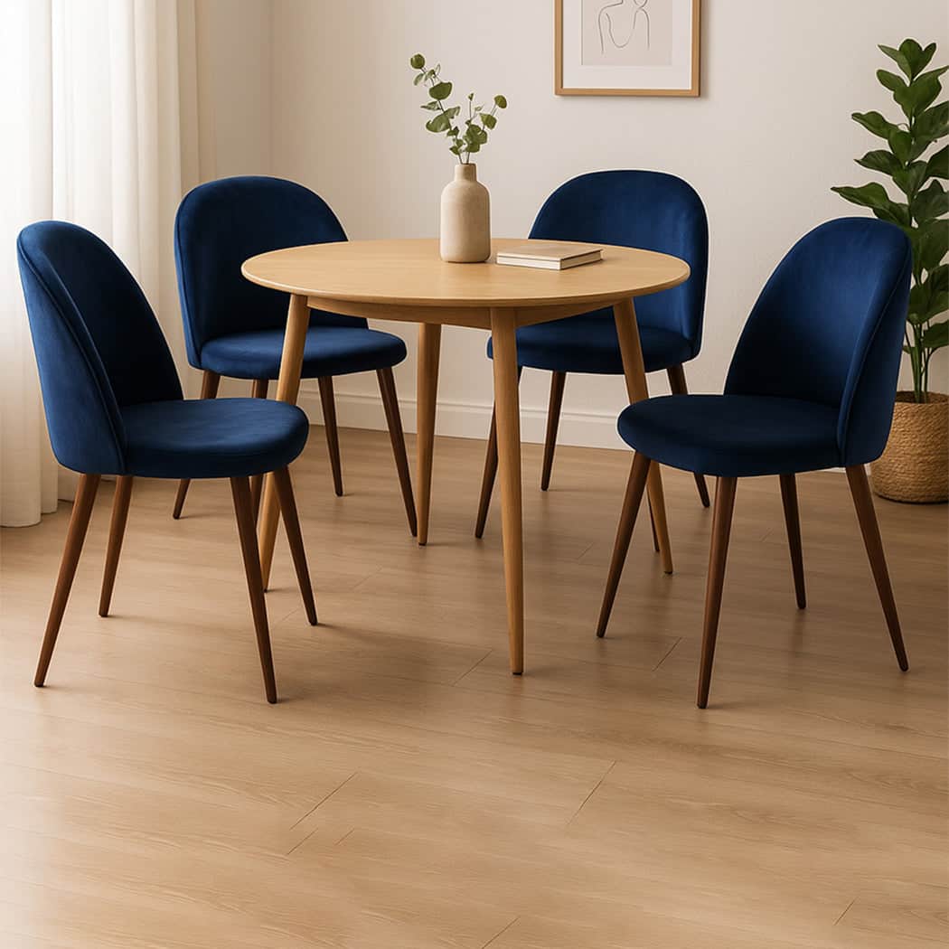 Ergonomic 4x Dining Chairs Seat French Navy  Space-Saving Design